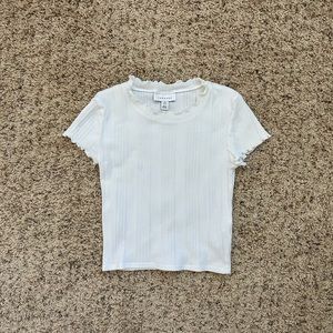 Topshop cropped ribbed shirt in white